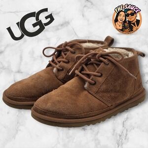 UGG Neumel Chukka Boots Womens 7 Chestnut Brown Suede Sheepskin‎ Lace Up Cozy